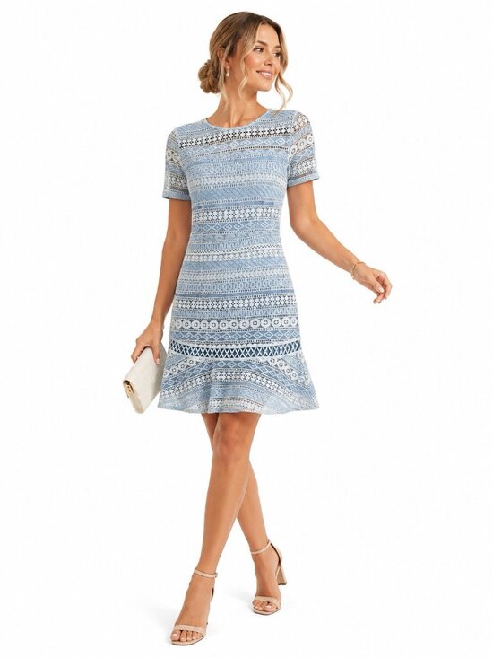 Chelsea28 Dresses & Skirts - Chelsea28 Blue Lace Dress Small Fit Flare Cocktail Wedding Guest Party Dress